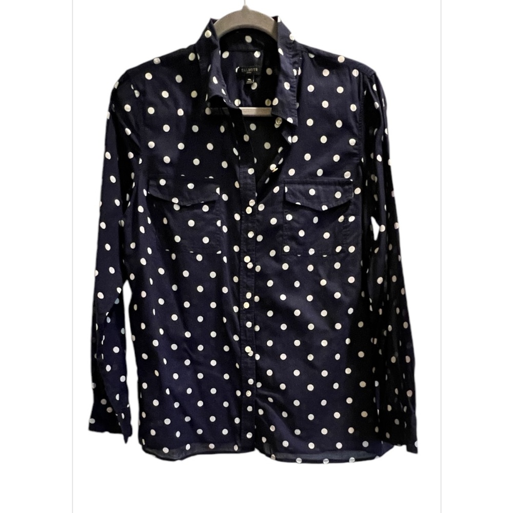 Talbots Navy Blue with White Polka Dots Blouse - Size MP